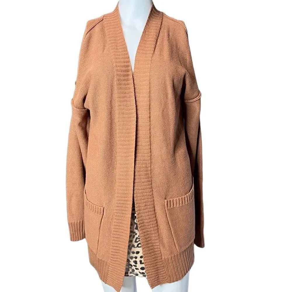 Sonoma The Everyday Knit Open Front Long Cardigan Brown Size Medium